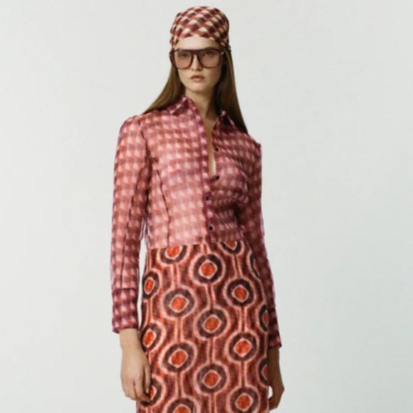 NWT ZARA PRINTED ORGANZA BLOUSE - Picture 4 of 6